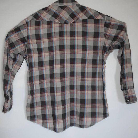 Vintage Wrangler Pearl Snap Plaid Western Shift XL - Picture 3 of 3